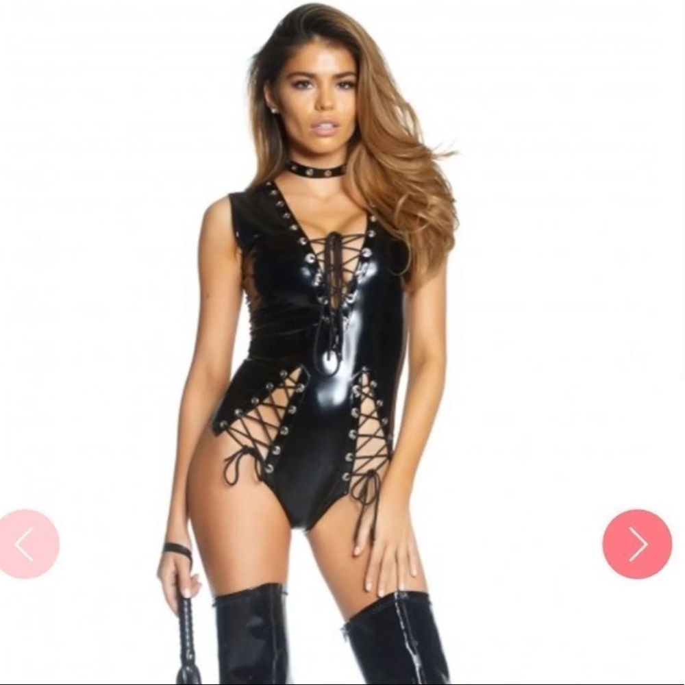 Faux Leather Rave Bodysuit